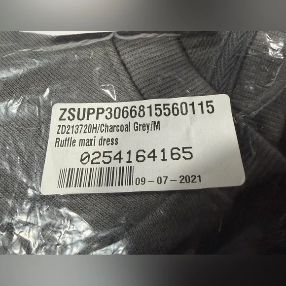 REVOLVE Z Supply NWT Ruffle Henley Maxi Dress Charcoal Gray Long Sleeve, Medium. - Picture 12 of 14